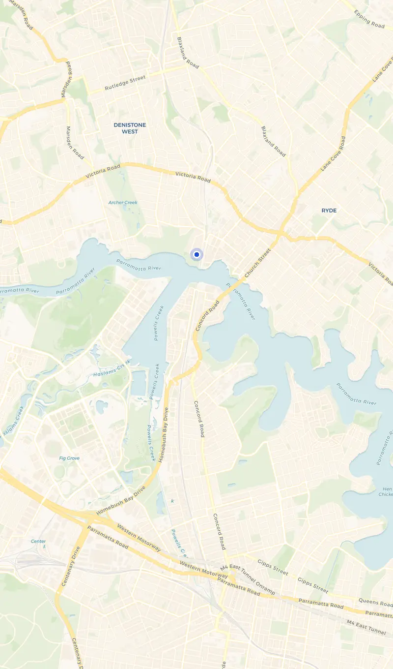 Map of the Meadowbank service area and the surrounding suburbs we cover.